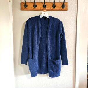 Theory 100% Cashmere Open Cardigan Sweater blue
